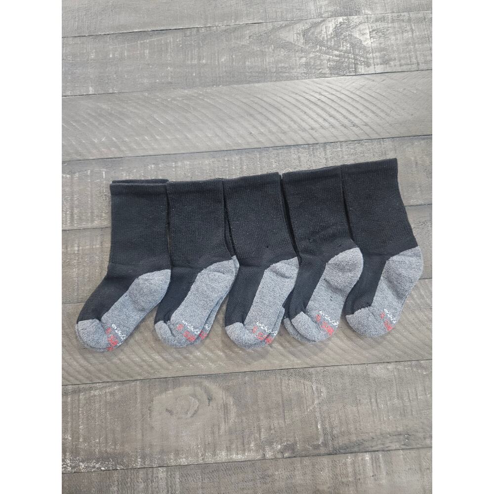 Hanes Little Boys Premium Crew Socks Size Small 5 pairs of Black NEW